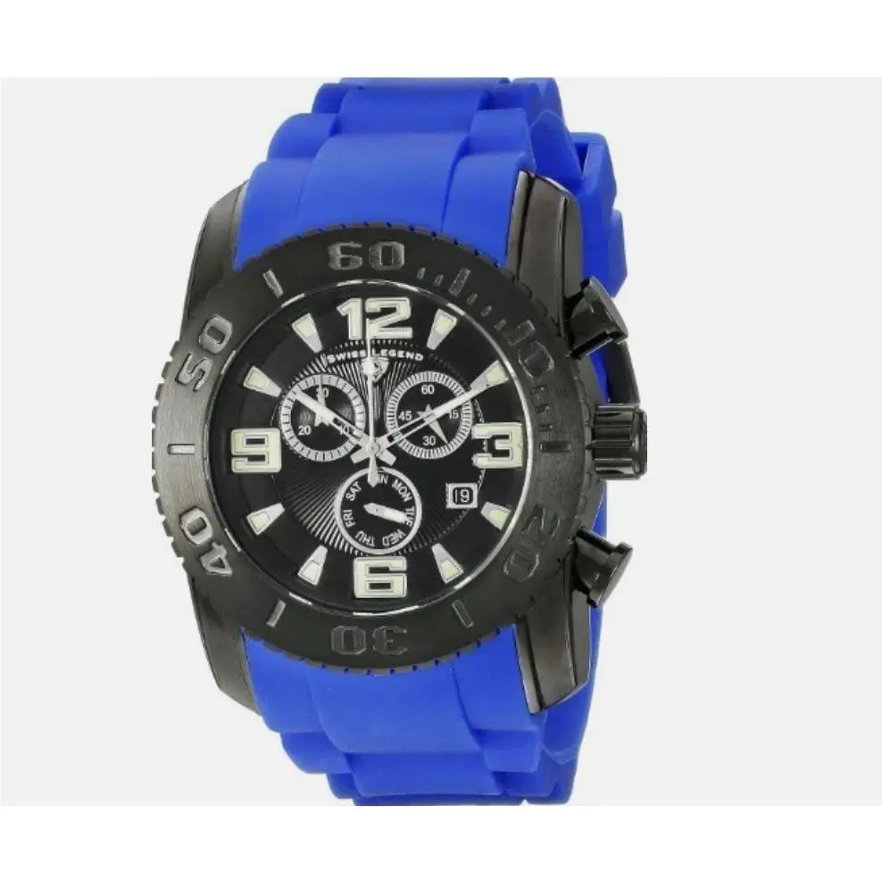 Men`s 10067-BB-01-BLS Commander Analog Display Quartz Blue Watch by Swiss Legend