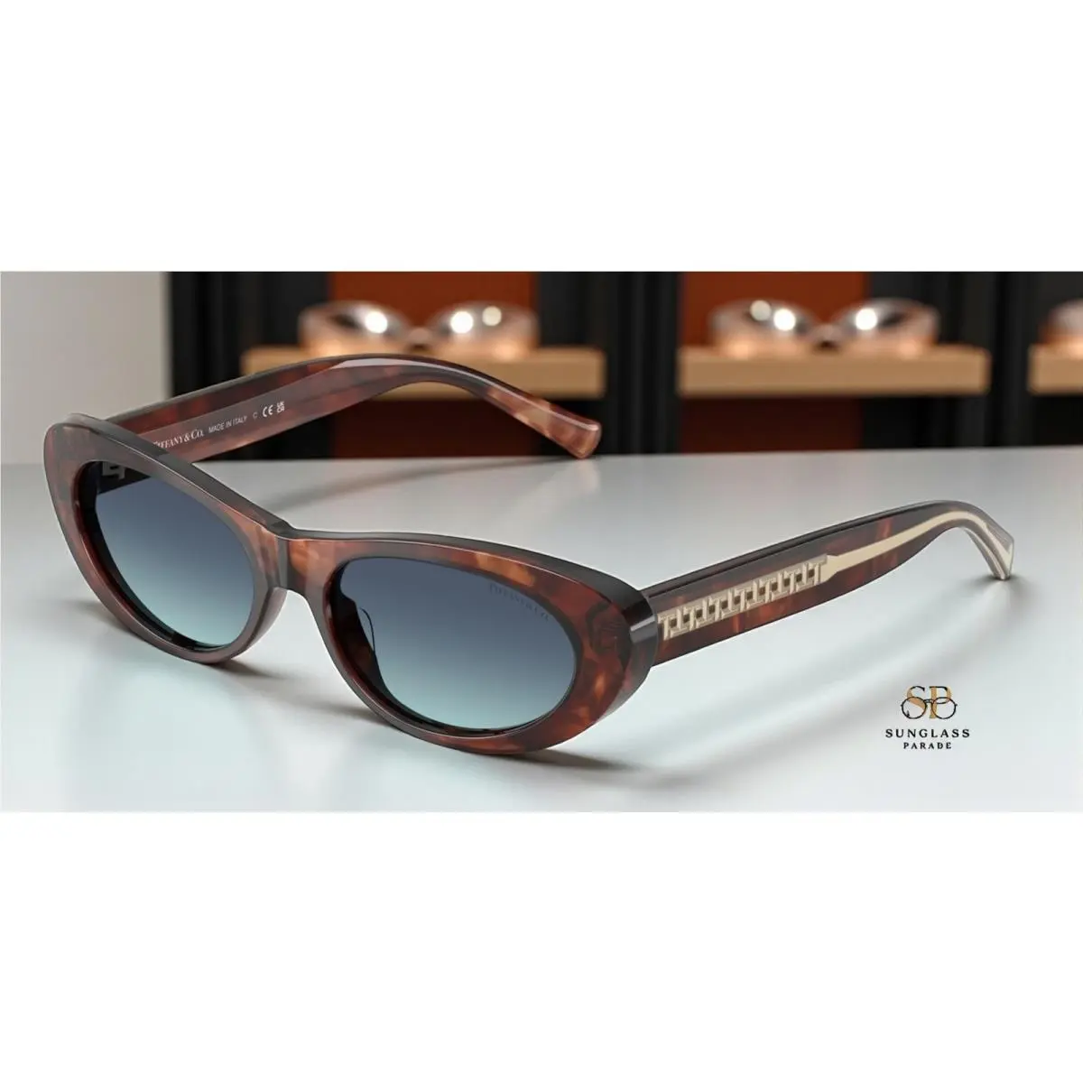 Tiffany TF4236U 84219S Spotted Brown Havana Azure Grad Blue 55 Womens Sunglasses