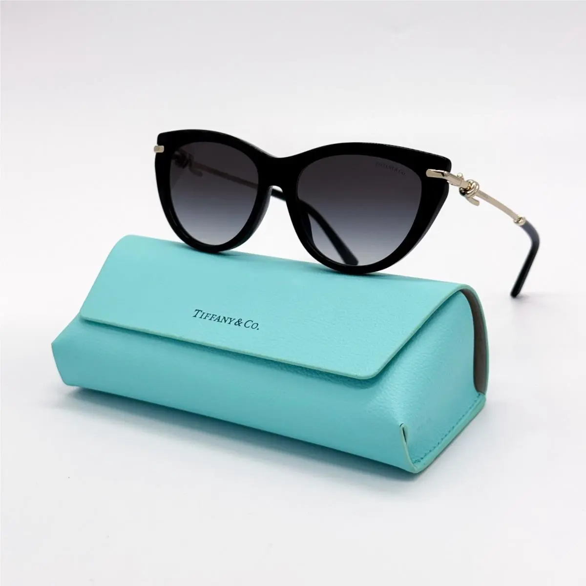 Tiffany Co Sunglasses TF4253 8001/3C Black Gold Cat Eye Eyewear