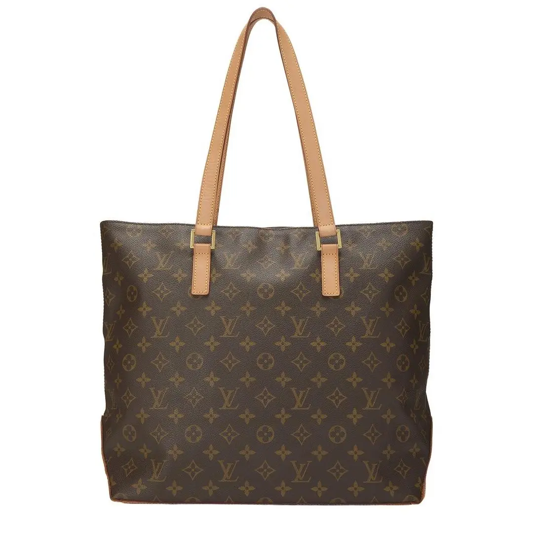 Brown Monogram Coated Canvas Vachetta Leather Cabas Mezzo by Louis Vuitton