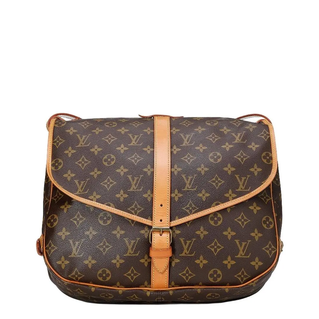Brown Monogram Coated Canvas Vachetta Leather Saumur 35 by Louis Vuitton