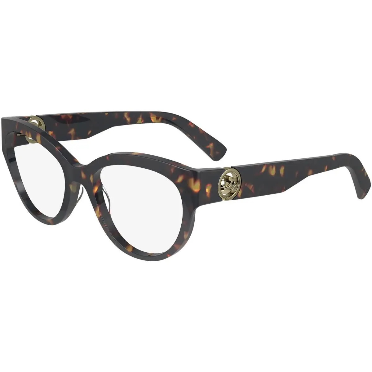 Women`s Cat-eye Eyeglass Frames - LO2728 Dark Havana/Clear Demo (242-53) by Longchamp