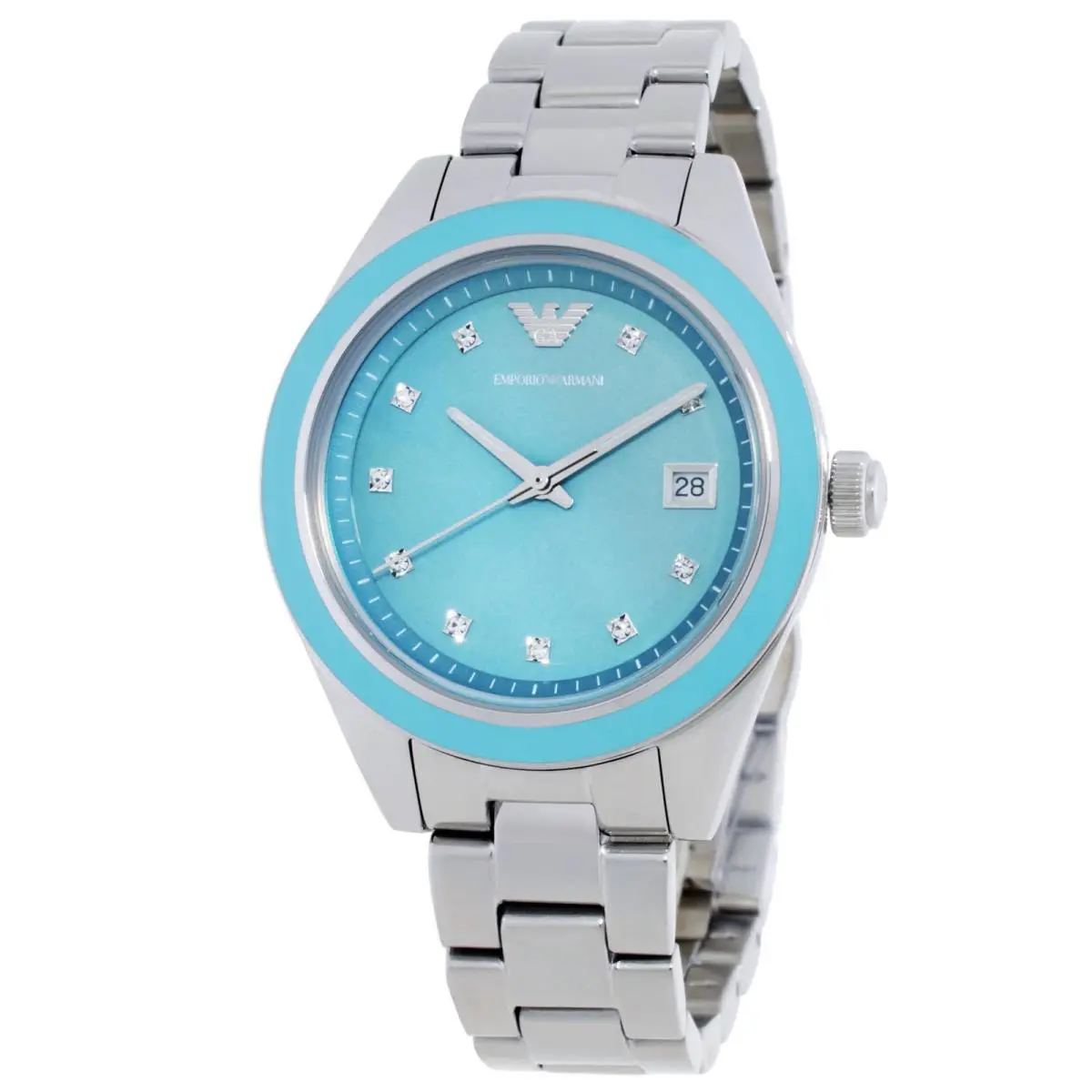 Emporio Armani Leo Quartz Crystal Blue Dial Ladies Watch AR11545