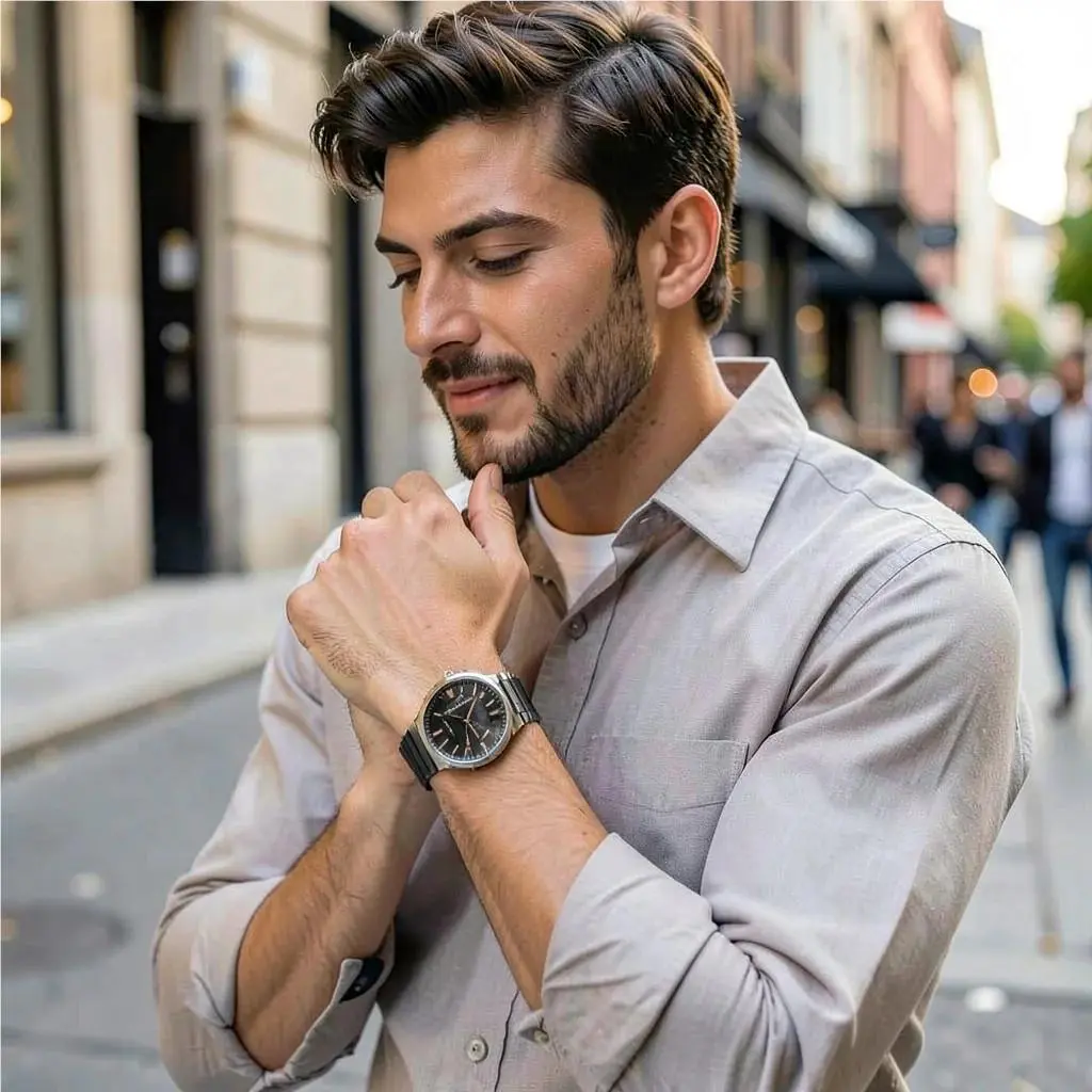 Renato Quartz Black Dial Mens Watch AR11179 by Emporio Armani