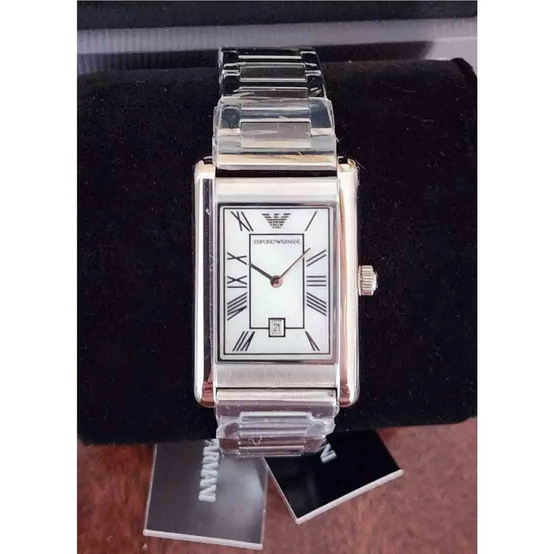 Stainless Steel Quartz Tank Watch AR11664 Gino 25mm Men`s by Emporio Armani