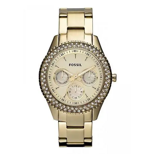 Fossil ES3101 Women`s Stella Date Display Quartz Gold Dial - Dial: Gold, Band: Gold, Bezel: Gold