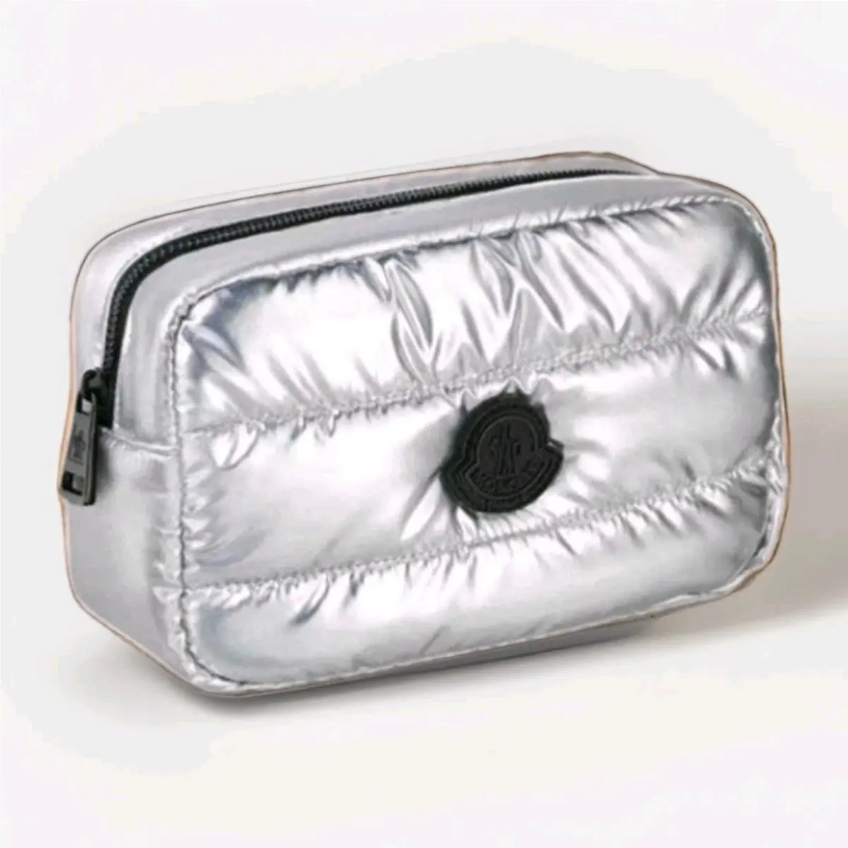 Parfums Quilted Metallic Silver Clutch Pouch Beauty Travel Case by Moncler