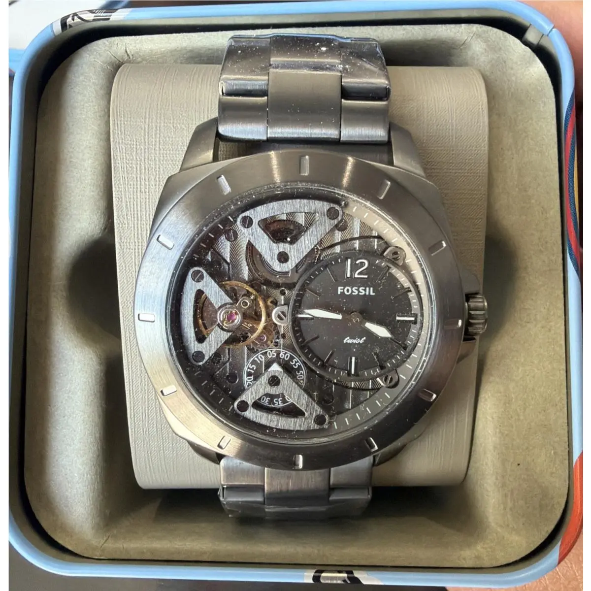 Privateer Automatic Smoke Gray Stainless Steel Men’s Watch BQ2787 by Fossil