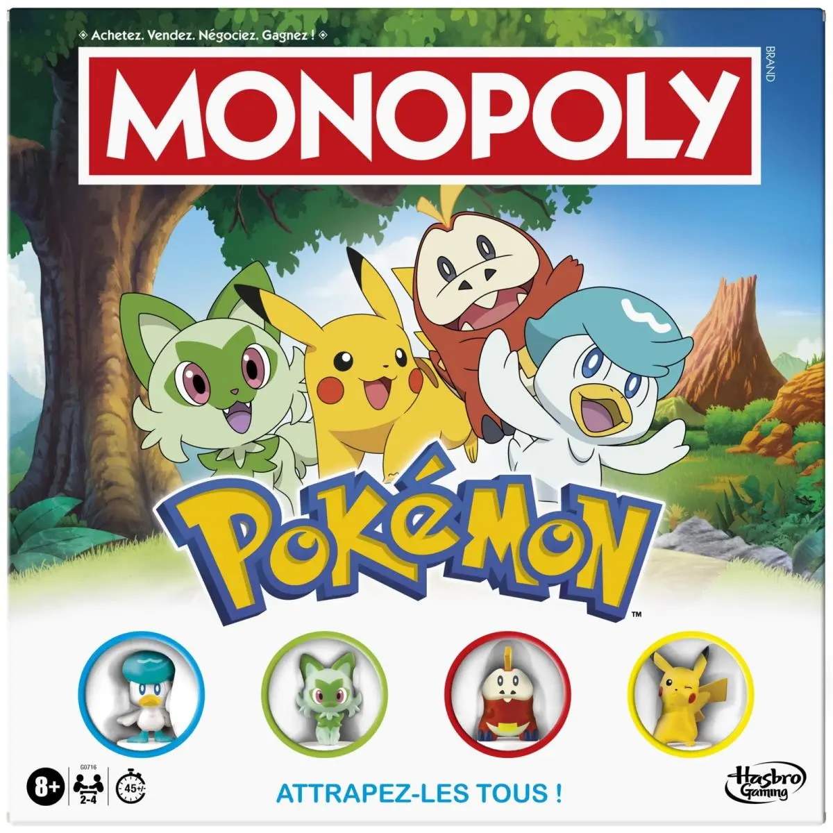 Monopoly Pokémon Edition Board Game - French Version 4 Players Age 8+