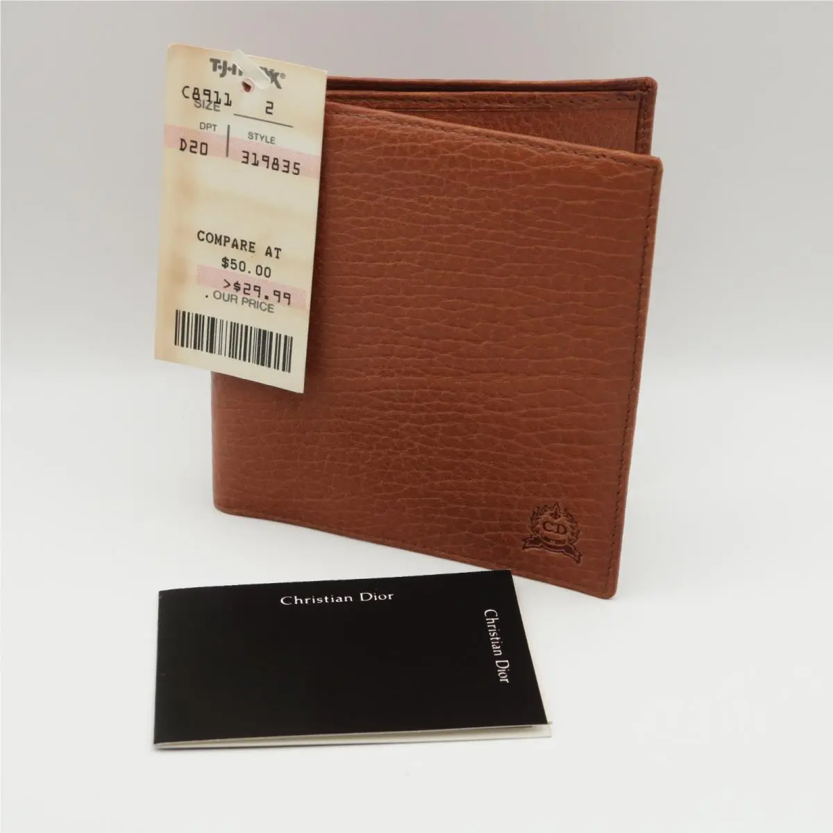 Christian Dior Brown Pebbled Leather Bifold Wallet Vintage Spa