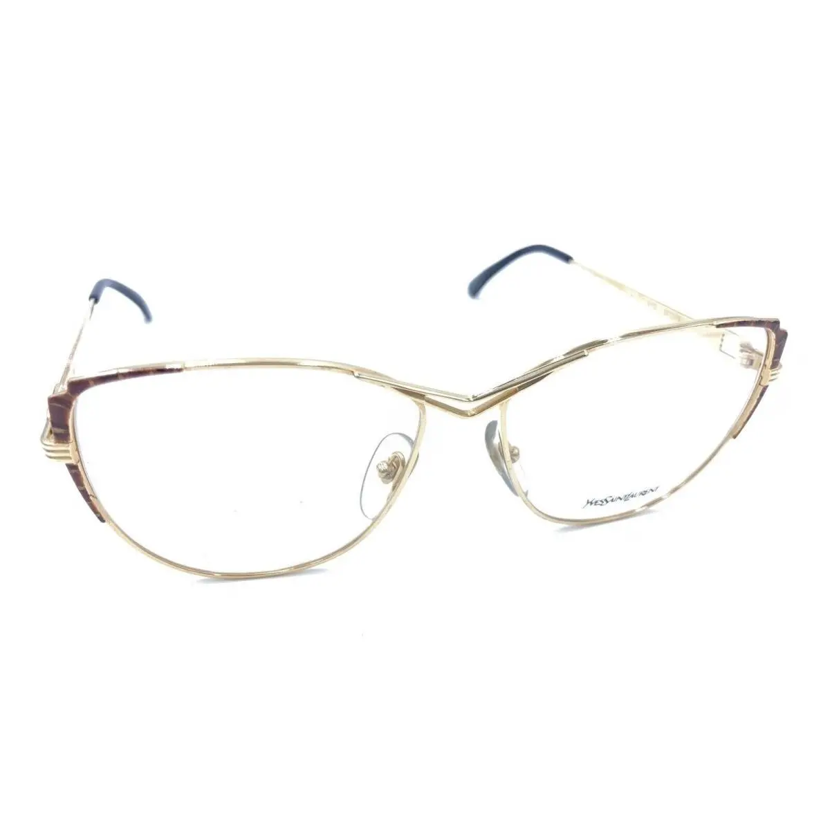 Vintage Gold Round Eyeglasses Frames 57-15 Paris France by Yves Saint Laurent