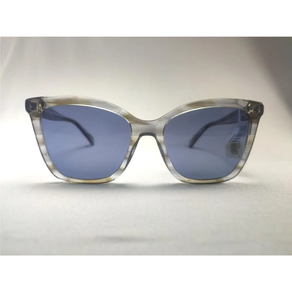 LO742S 036 Striped Grey Cat Eye Sunglasses Blue Lens 54-18-140 by Longchamp