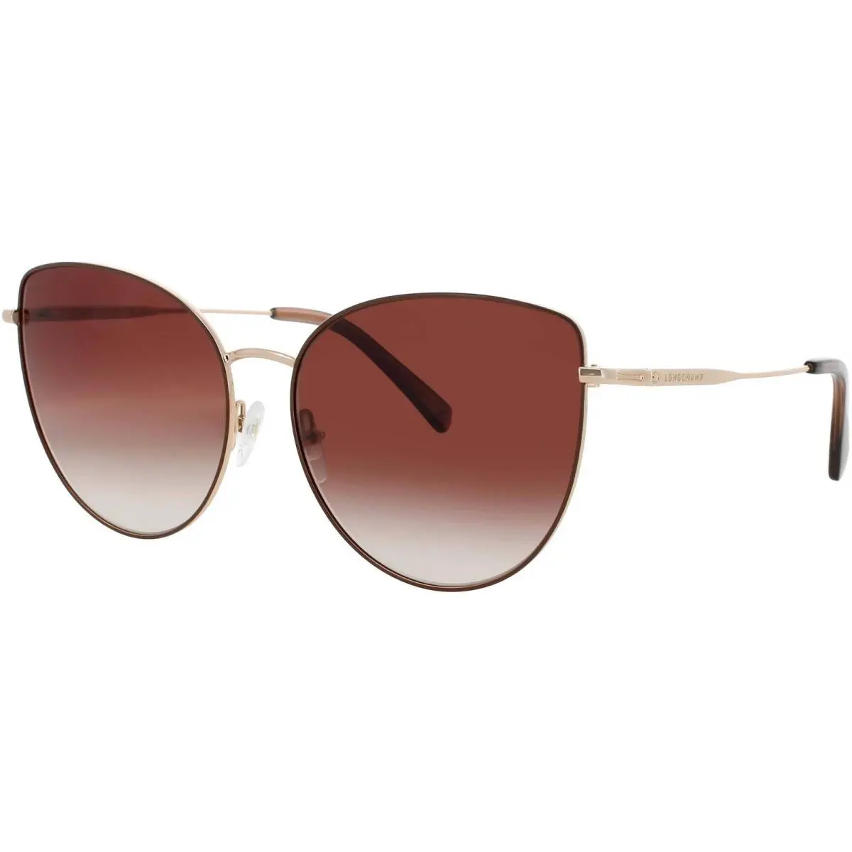 Longchamp LO158S-N 721 Gold/beige Women`s Cat Eye Metal Full Rim Sunglasses