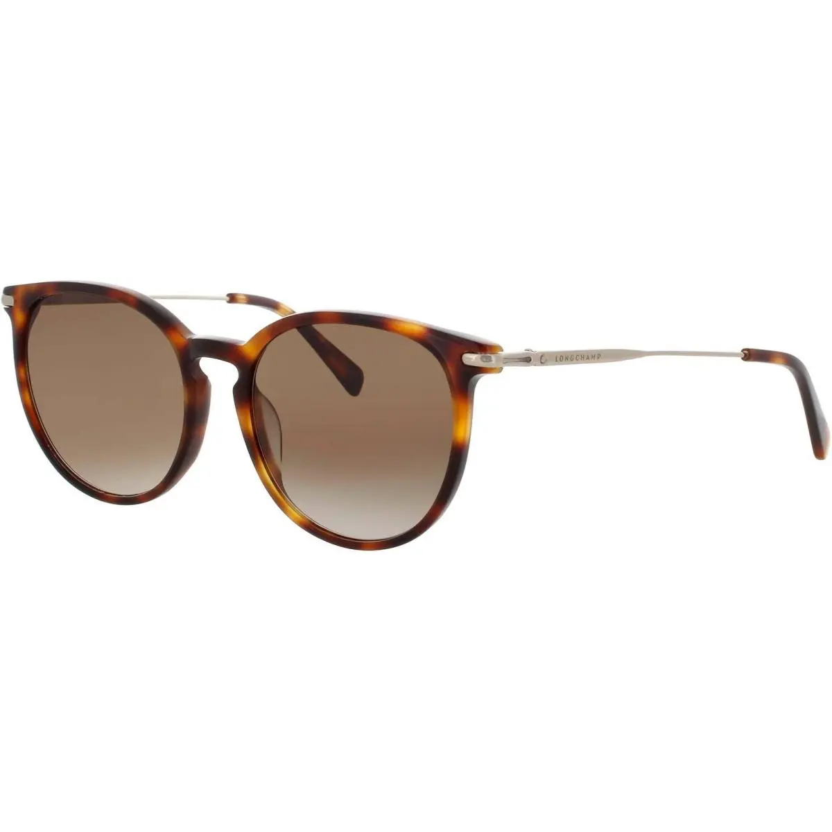 LO646S-N 214 Havana Full Rim Round Acetate Women`s Sunglasses by Longchamp