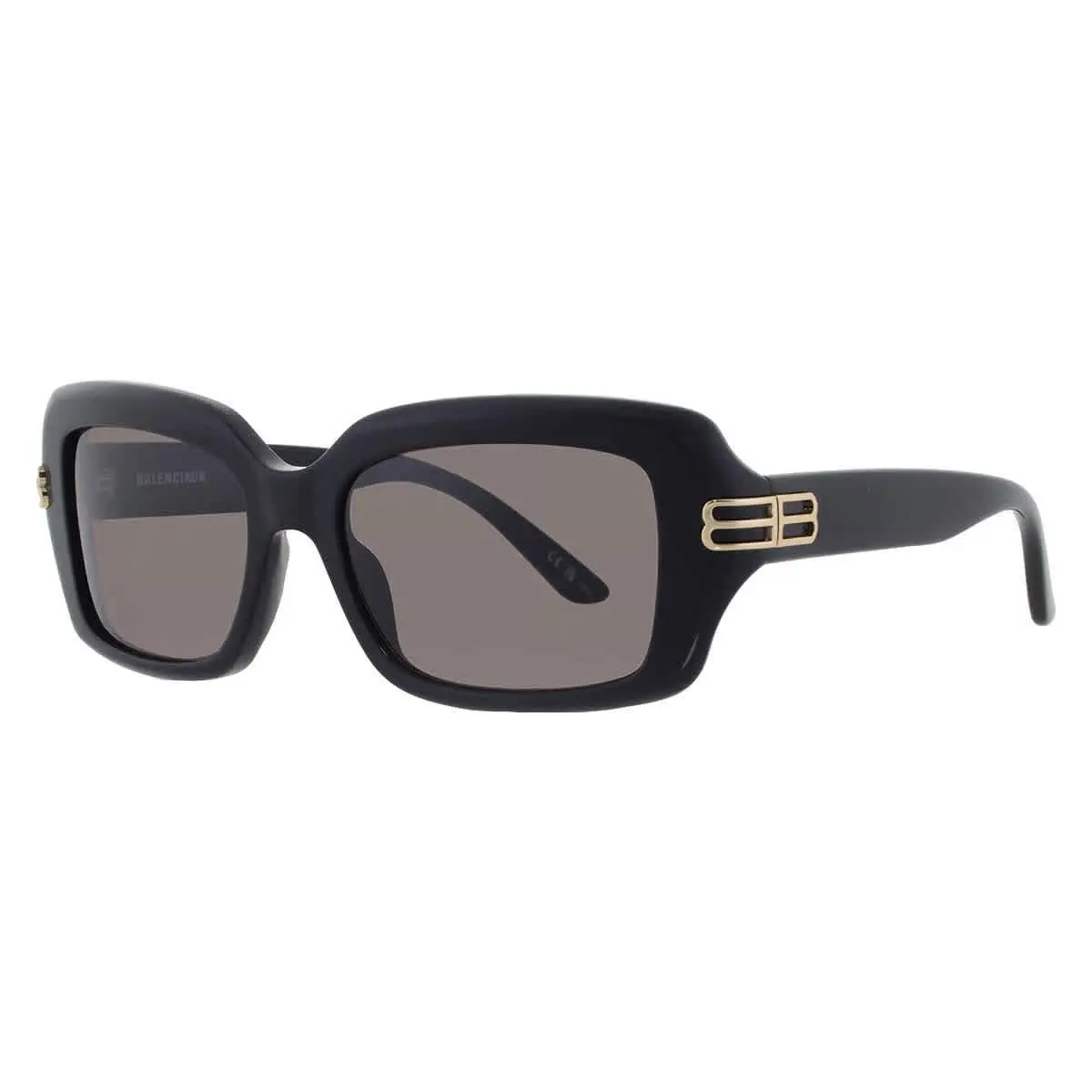 Balenciaga Dark Black Rectangular Ladies Sunglasses BB0465S 001 56