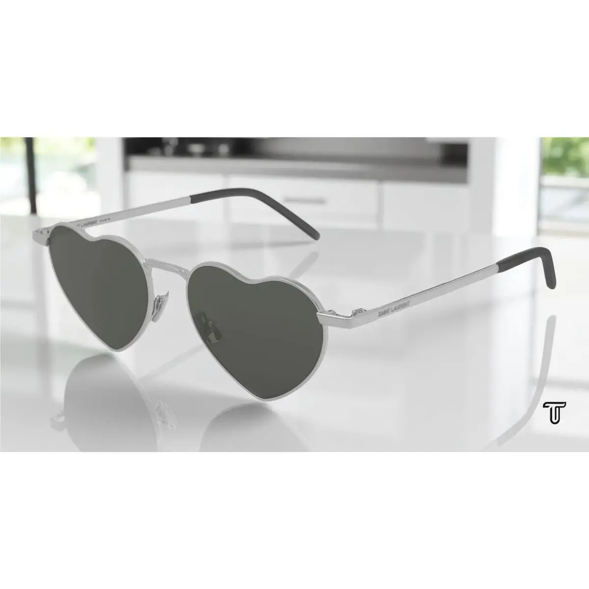 Saint Laurent Ysl 301 Loulou 001 Round Silver Black Grey 52mm Unisex Sunglasses