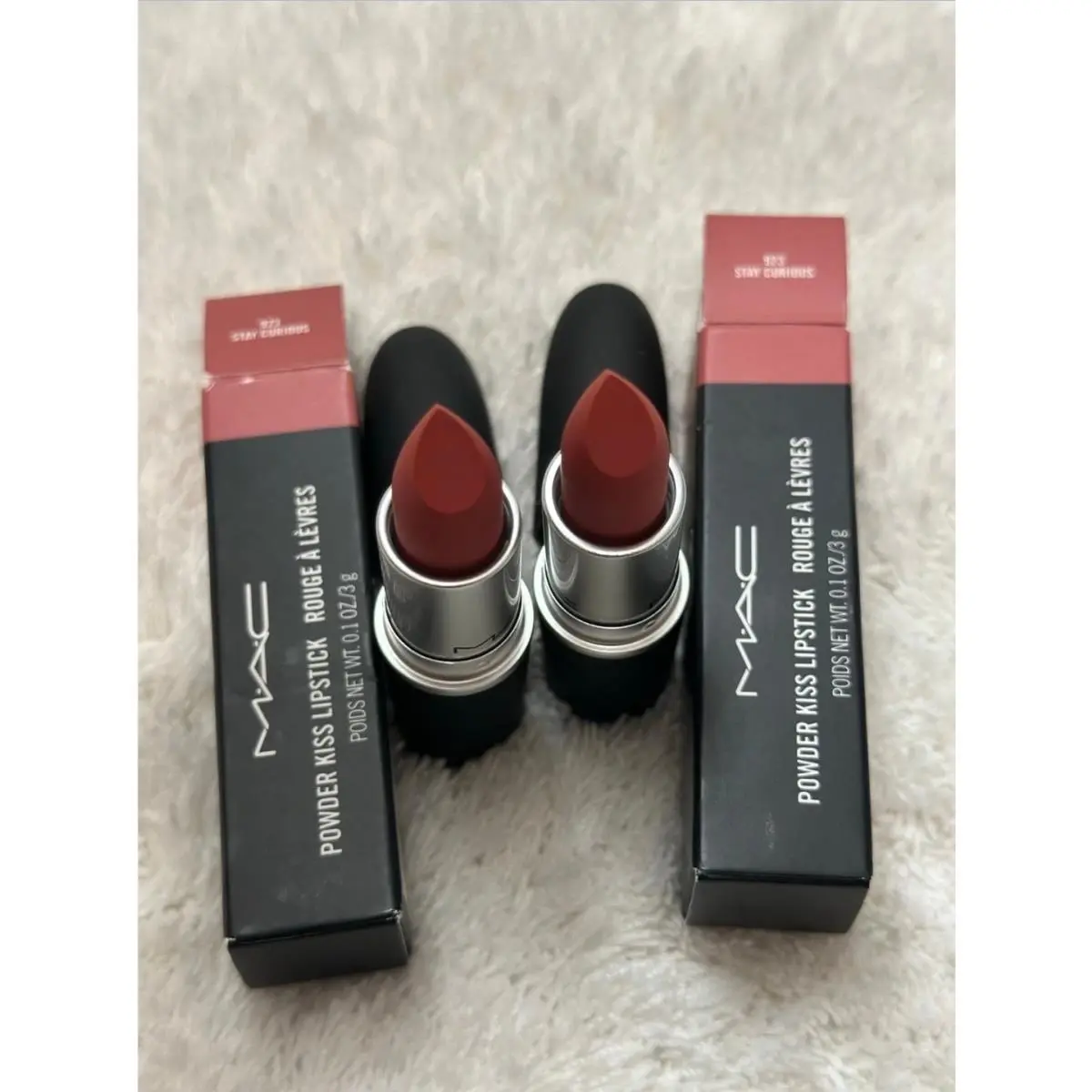 2pk M.a.c Cosmetics Mac Powder Kiss Hazy Matte Lipstick 923 Stay Curious by MAC Cosmetics