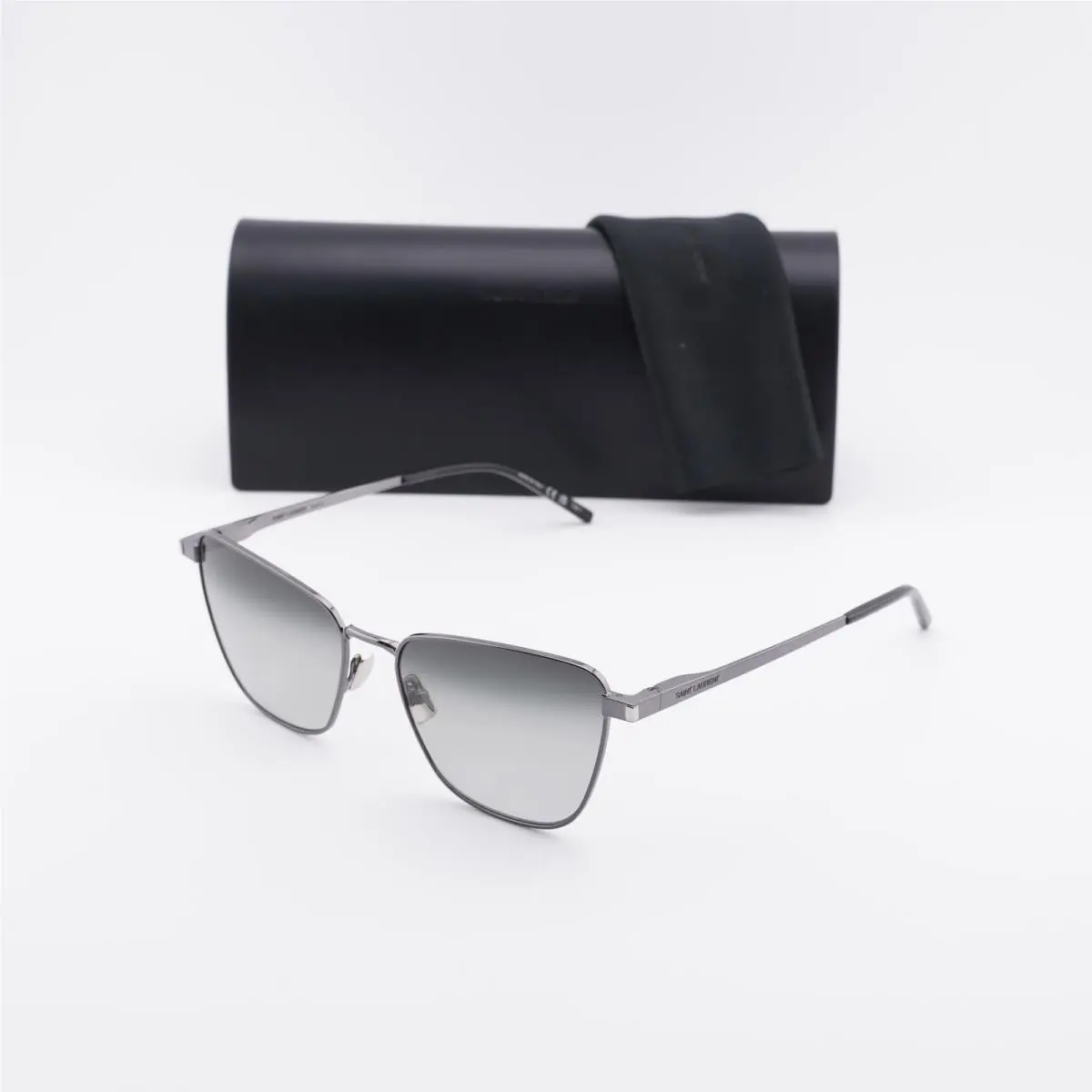 Saint Laurent SL551 004 Shiny Dark Ruthenium/grey Gradient 57-17-145 by Yves Saint Laurent