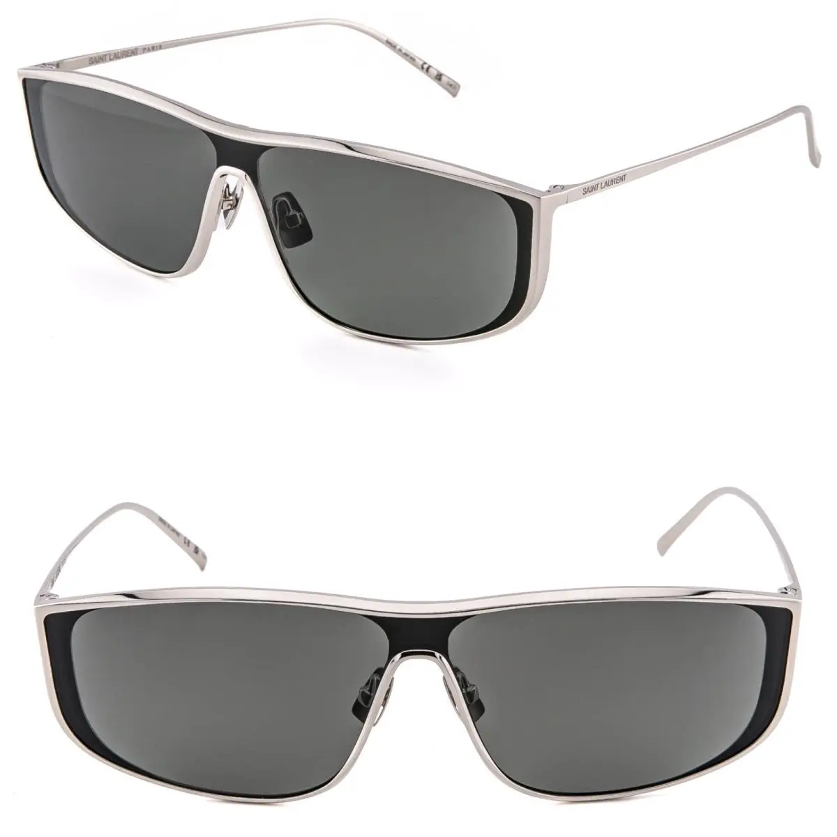 Saint Laurent Luna SL 605 SL605 Silver Black Aviator Metal Sunglass Unisex 001 by Yves Saint Laurent