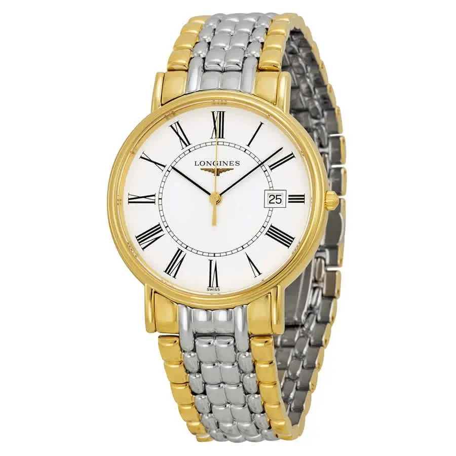 Longines La Grande Classique Presence White Dial Steel Men`s Watch L4.790.2.11.7 - Dial: White, Band: Two-tone (Silver-tone and Gold-tone), Bezel: Gold-tone