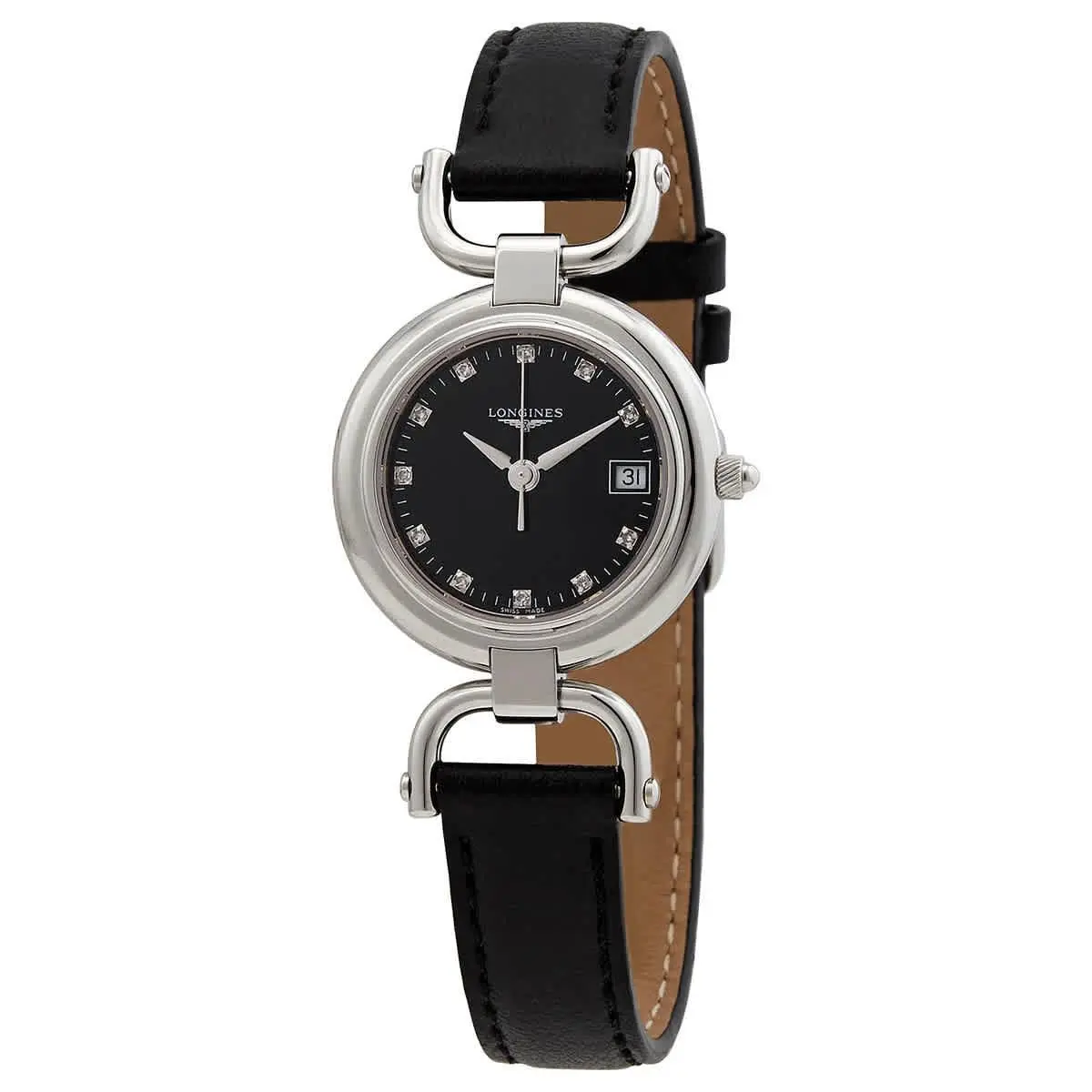 Equestrian Quartz Diamond Black Dial Ladies Watch L6.130.4.57.0 by Longines
