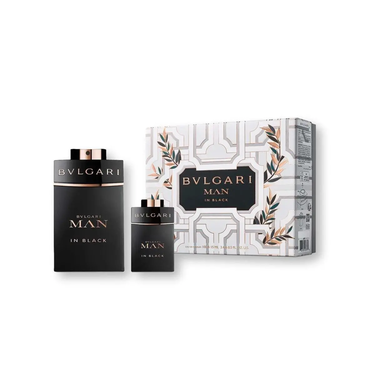 Bulgari Man IN Black 2 PC Set 3.4 OZ Eau DE Parfum Spray +0.5 Purse Bvlgari Dmgd