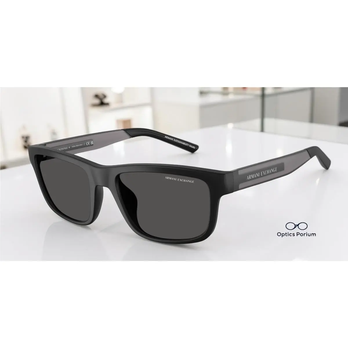 AX4169SU 500187 Matte Black Dark Grey 55 mm Men`s Sunglasses by Armani Exchange