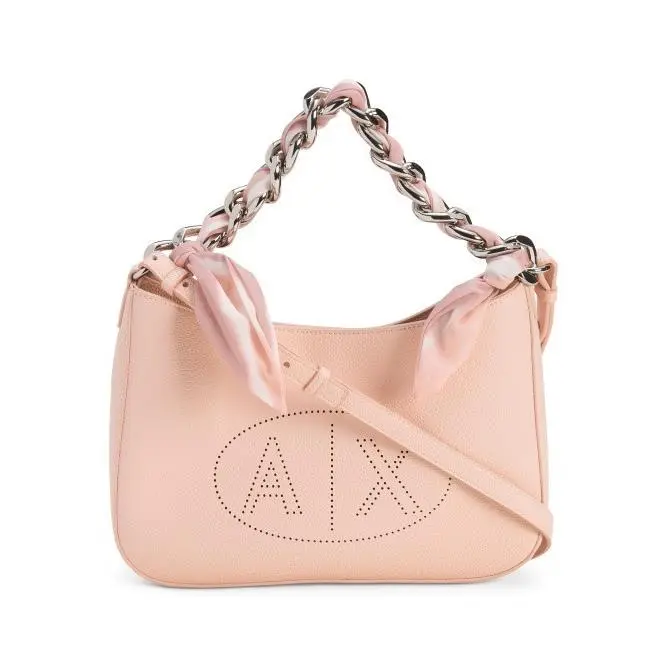 Armani Exchange Medium Logo Hobo with Chain Strap and Crossbody Strap