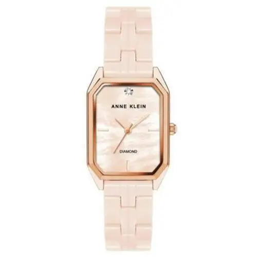 Women`s Octagonal Ceramic Diamond Dial Watch by Anne Klein