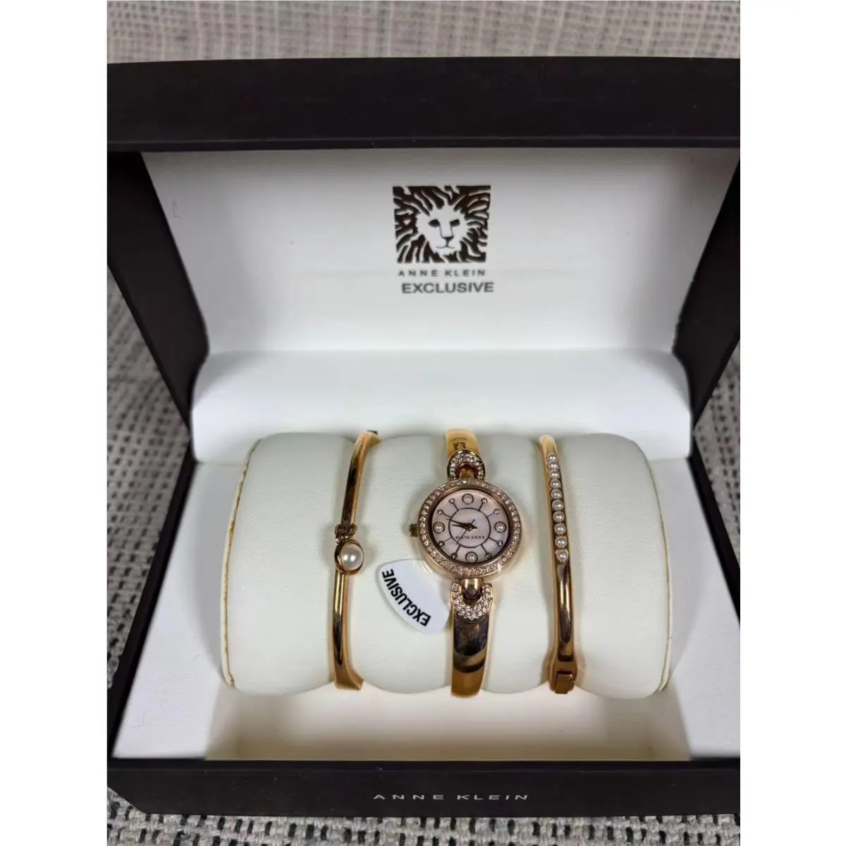 Anne Klein Women’s Rose Gold Tone Watch Bracelet Gift Set