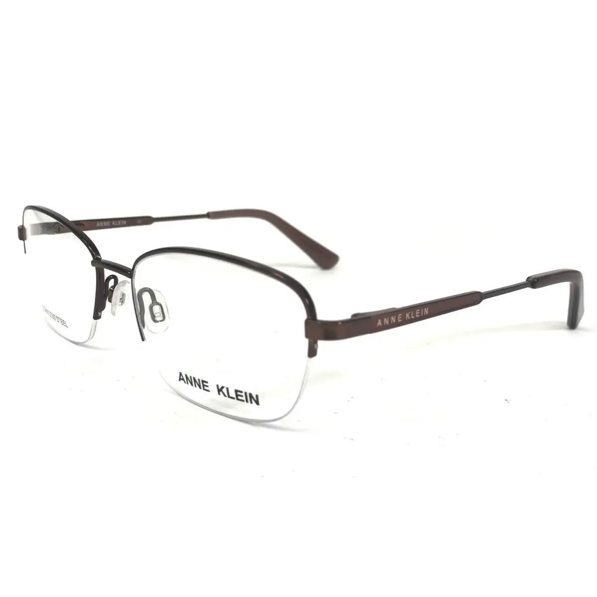 Eyeglasses Frames AK5081 200 Mocha Brown Round Half Rim 54-17-135 by Anne Klein