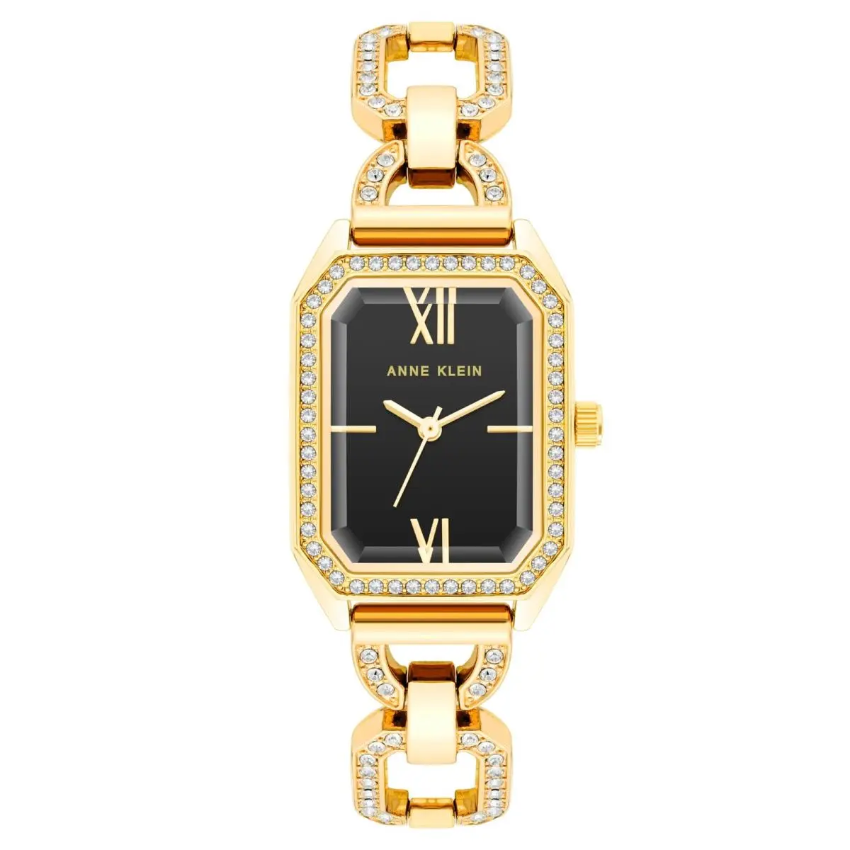 Anne Klein Women`s Premium Crystal Accented Bracelet Watch - Gold/Black