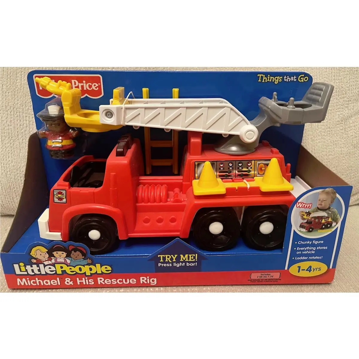 Fisher Price Little People Michael His Rescue Rig Toy Fire Truck Ages 1-4