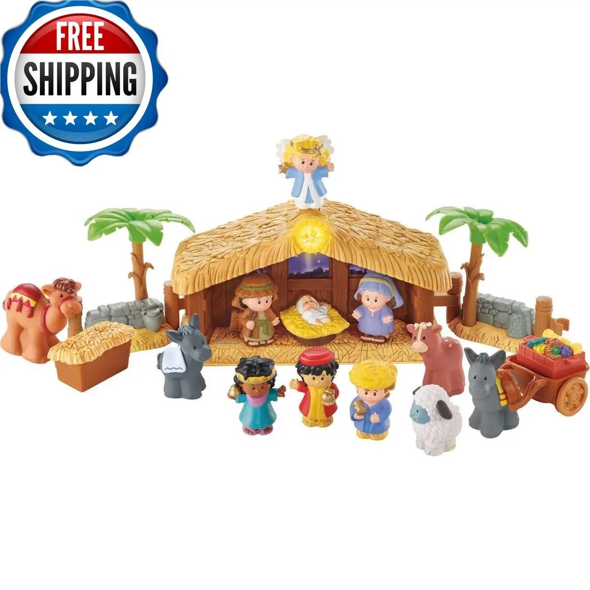 Fisher-price Little People Toddler Toy Christmas Story Nativity Playset Light