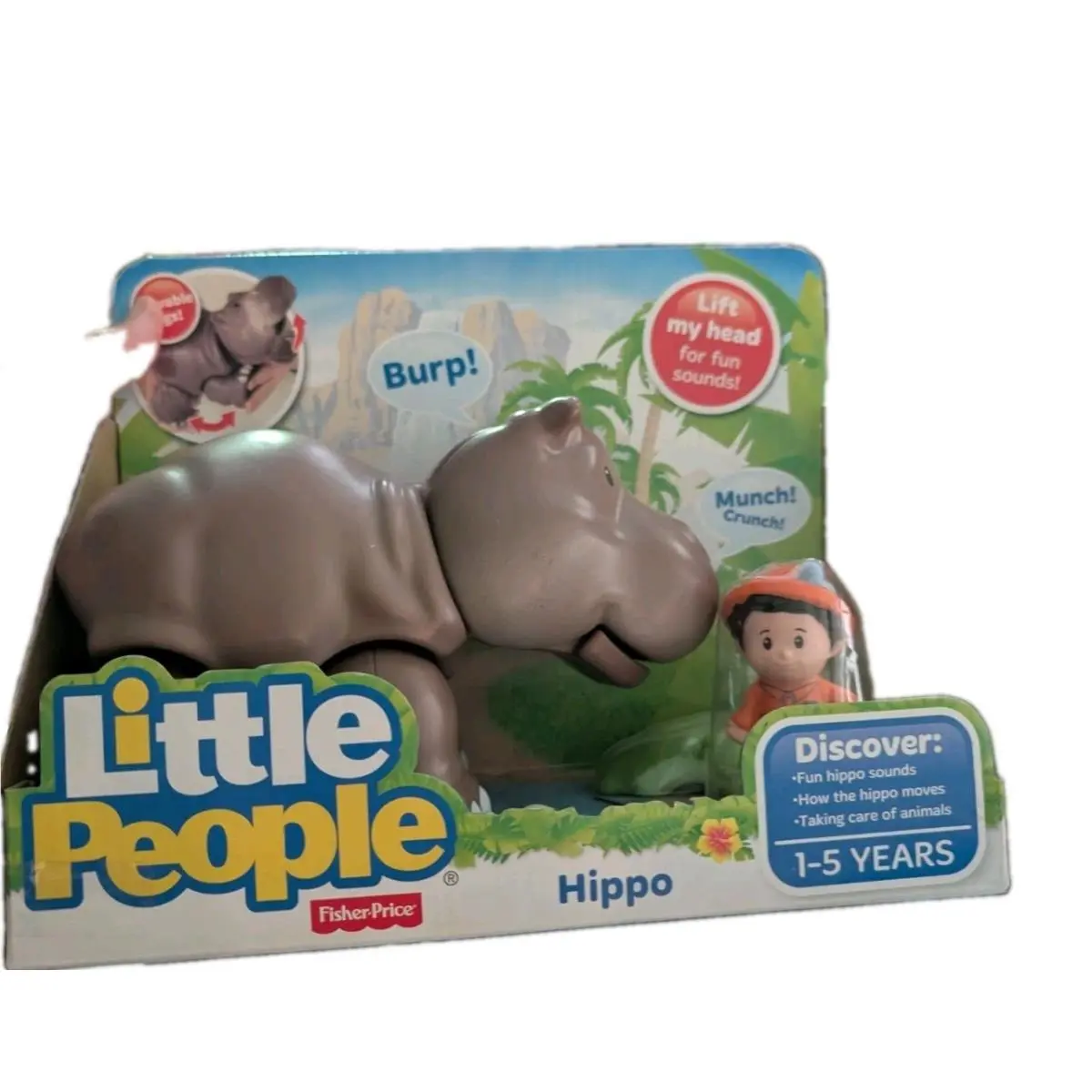 Fisher Price Little People Big Animal Zoo Hippo Set Zookeeper Works 2015 Safari