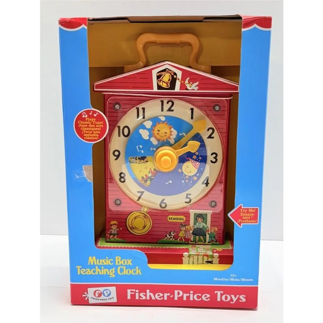 Fisher Price Music Box Teaching Clock Basic Fun 01698 Classic Toy