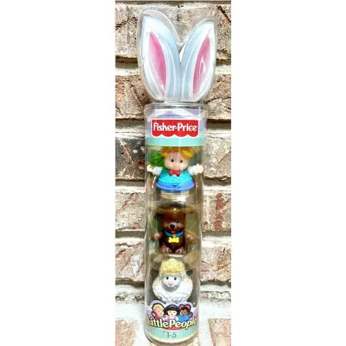 Fisher Price Little People 2003 Easter Tube Eddie w Frog Dog Sheep Spring
