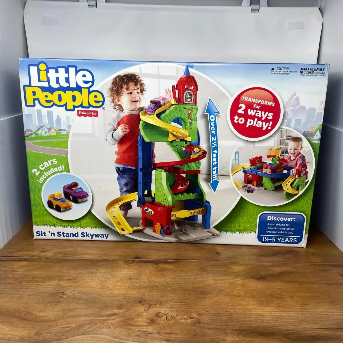 Fisher Price Little People Sit N Stand Skyway 2-IN-1 Racetrack Child Toy Car Nob