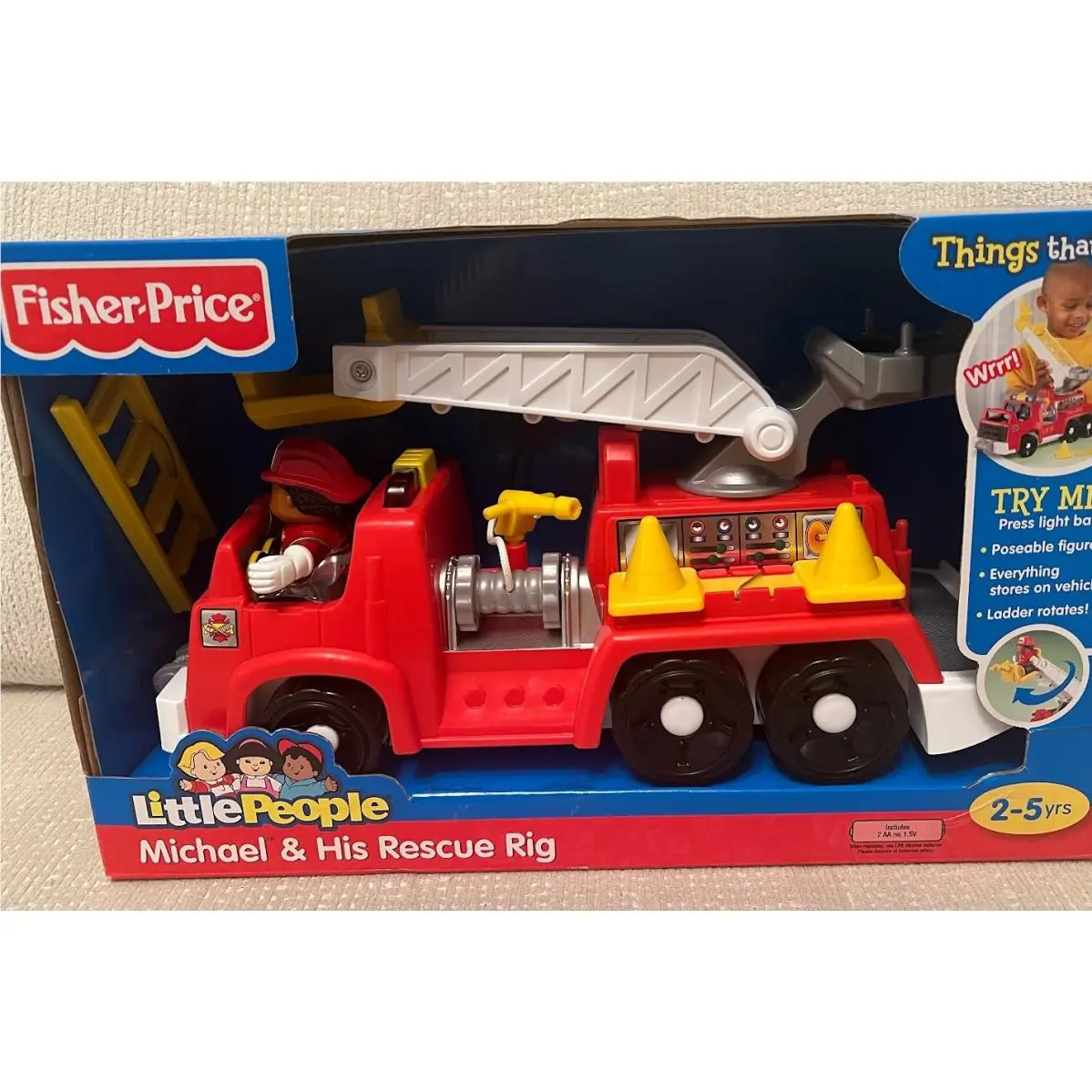 Fisher Price Little People Michael His Rescue Rig Toy Fire Truck Ages 2-5