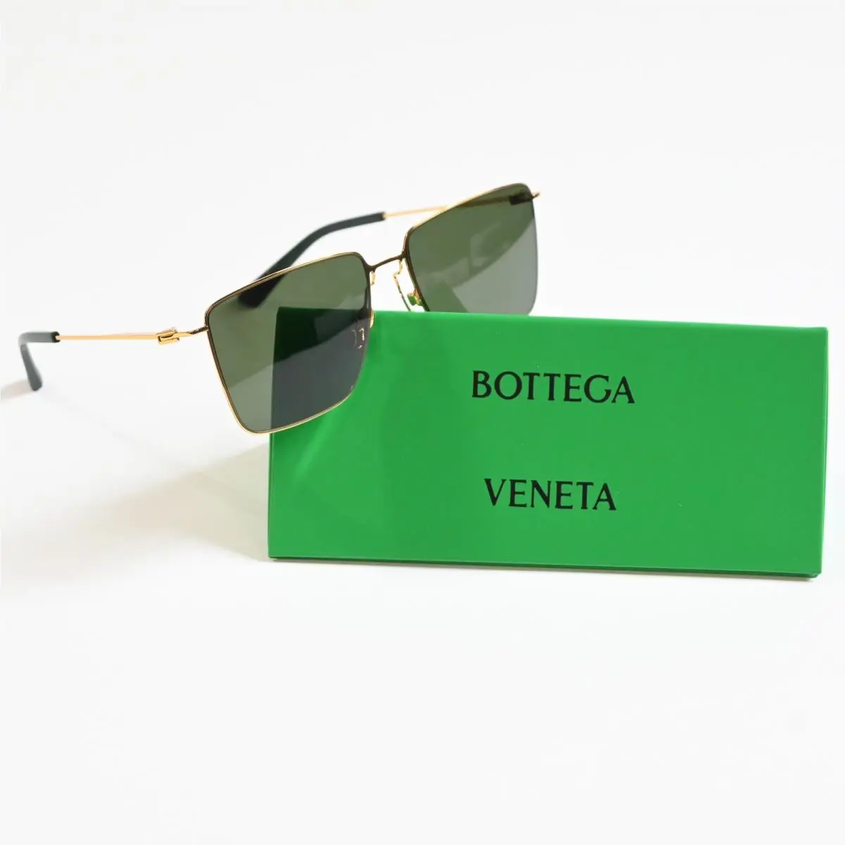 Bottega BV1267S 004 Mens Sunglasses Gold/green 58mm by Bottega Veneta