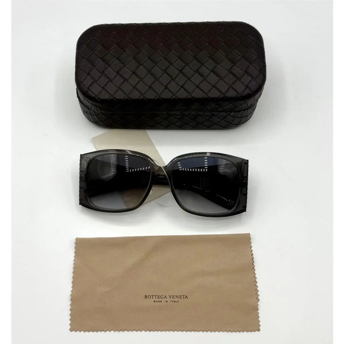 Grey Square Acetate Sunglasses W/case 240701 1410 by Bottega Veneta