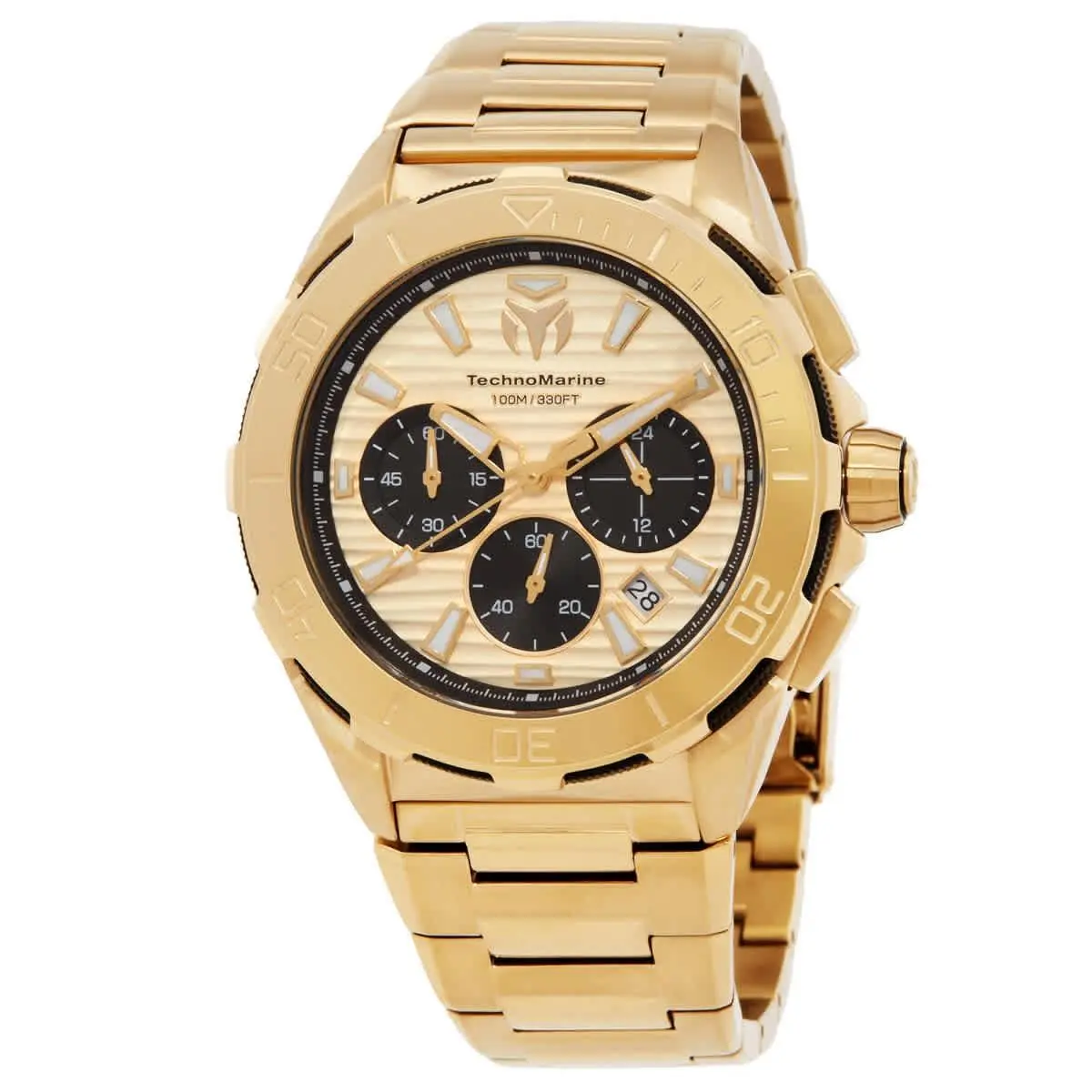 Technomarine Seven Seas Chronograph Gmt Quartz Gold Dial Men`s Watch TM-725032