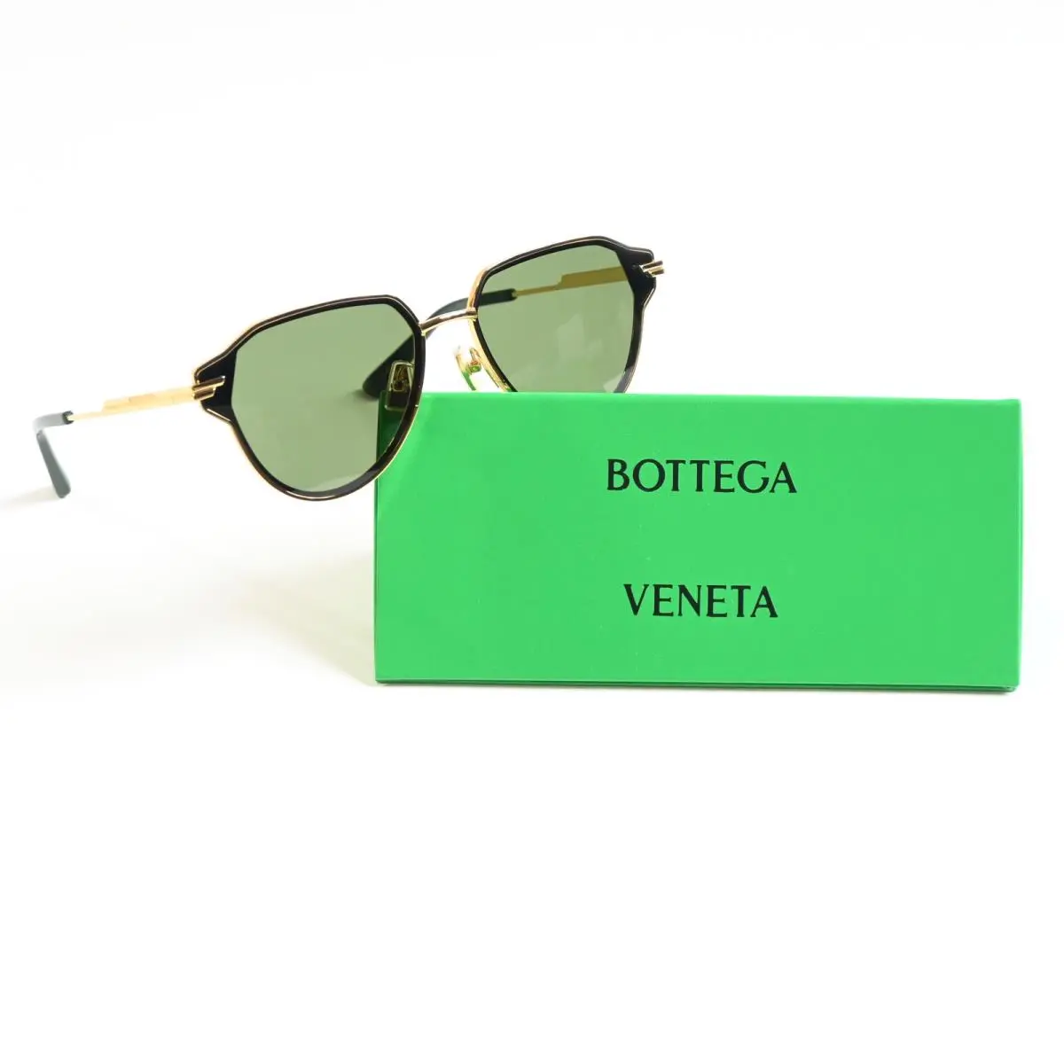 Bottega BV1271S 003 Mens Sunglasses Gold/green 63mm by Bottega Veneta