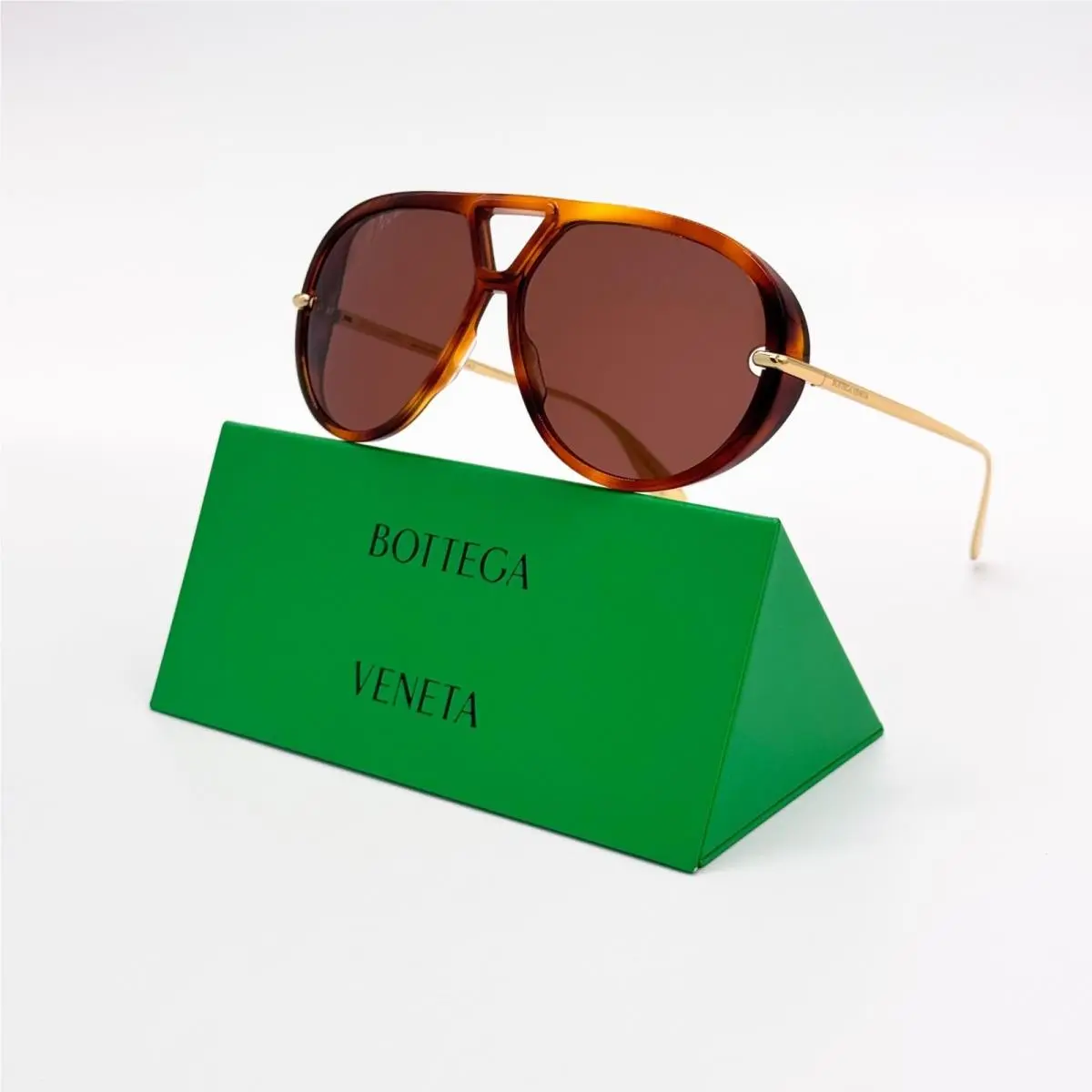 BV1274S 003 Aviator Gold Brown Unisex Sunglasses by Bottega Veneta
