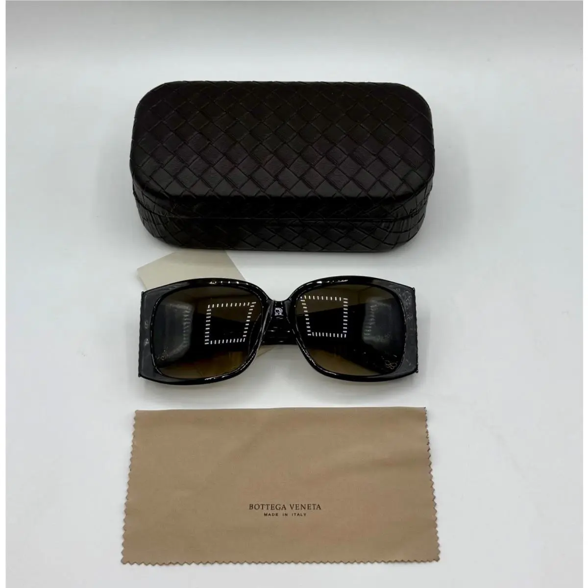 Dark Brown Square Acetate Sunglasses W/case 240701 2900 by Bottega Veneta