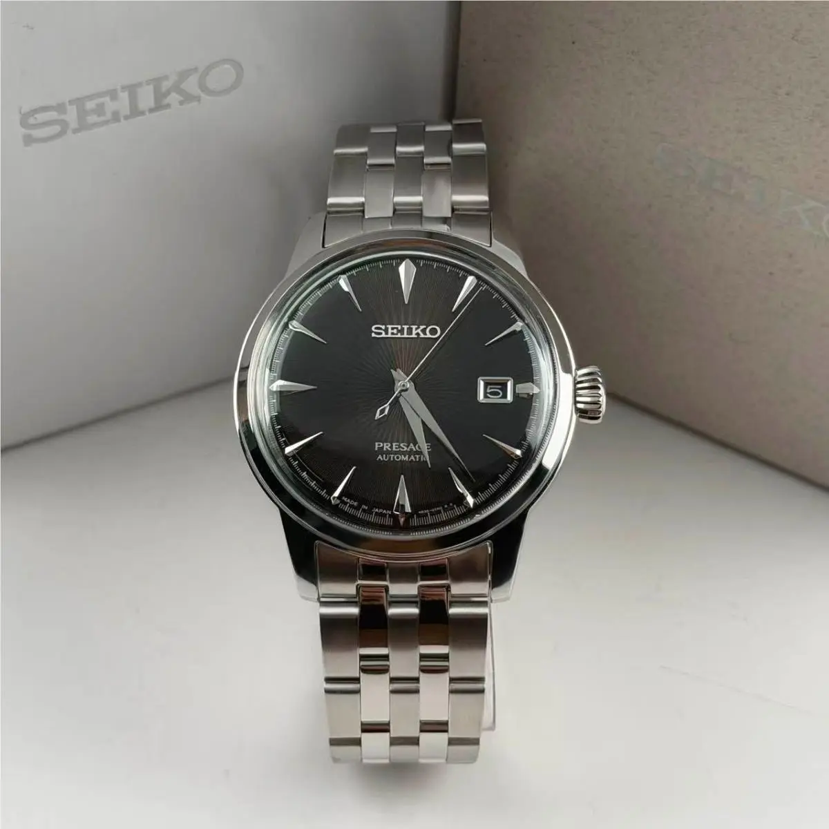 Presage Cocktail Time Men`s Automatic Watch Dark Gray Dial SRPE17 40.5 mm by Seiko