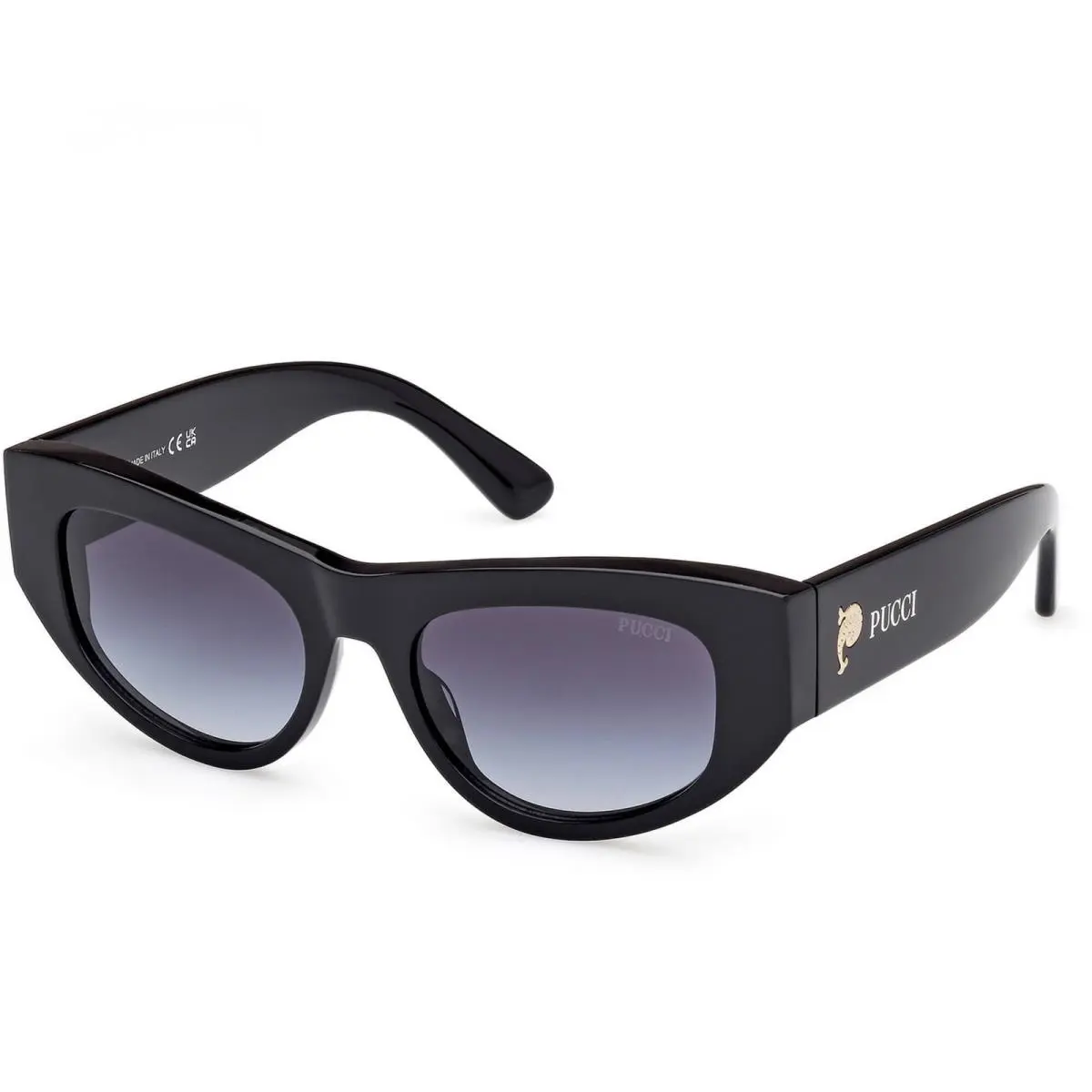 EP0228 01W Black Acetate Cat Eye Sunglasses 52-18-140 by Emilio Pucci