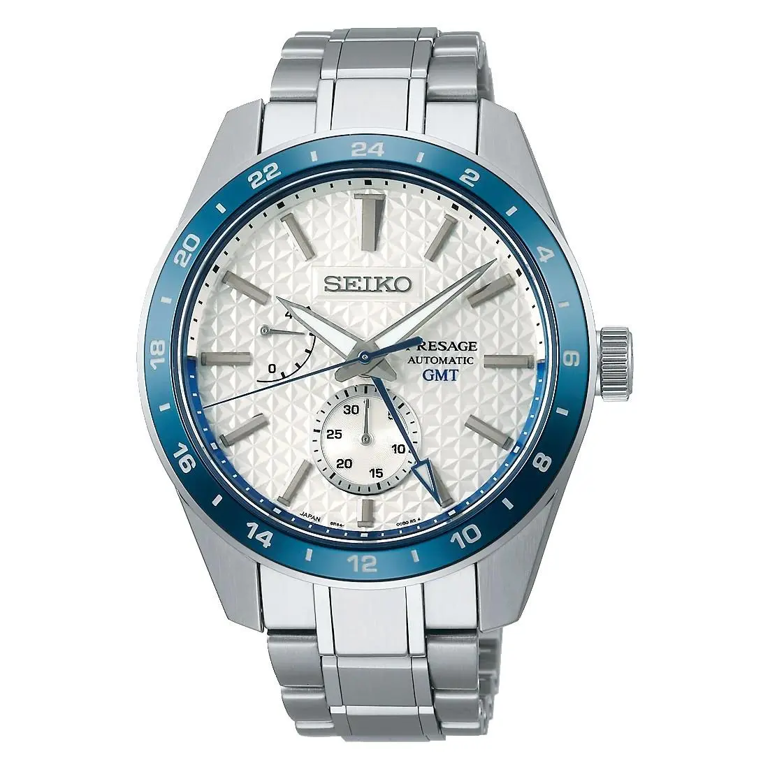 Seiko Presage SPB223J1 Sharp Edged Gmt White Asanoha Dial Men`s Watch