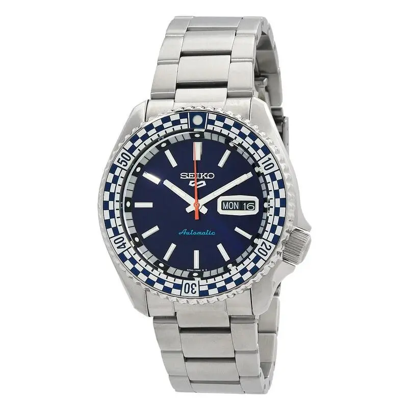 Seiko 5 SRPK65K1 SRPK65 5KX Checker Flag Blue Dial Men`s Watch