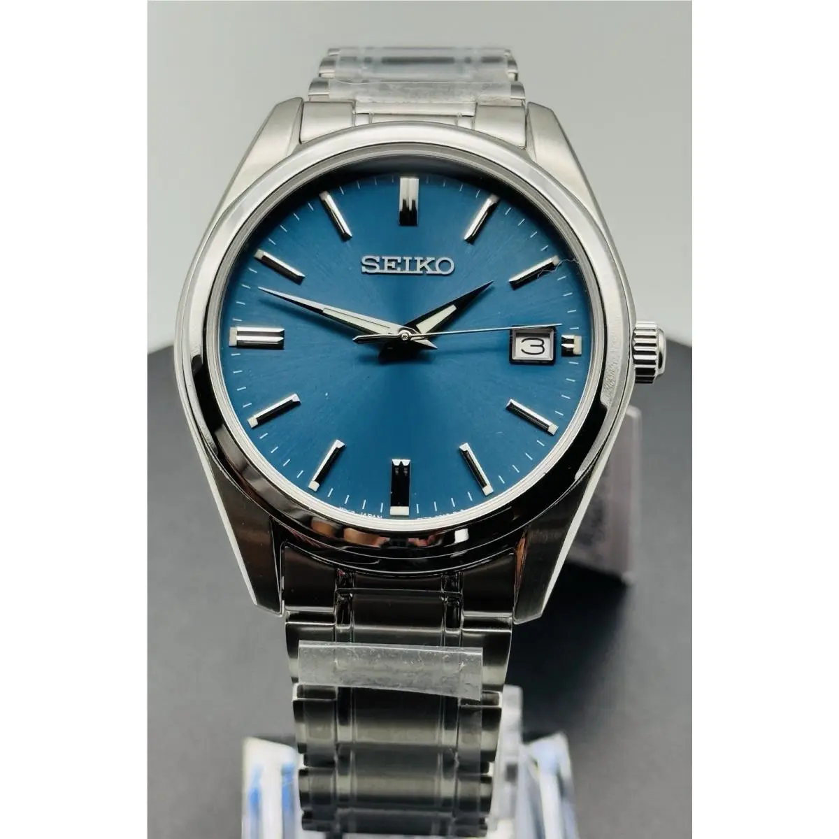 Seiko Essentials Watch Blue Sun Ray Dial Sapphire Crystal Stainless SUR525